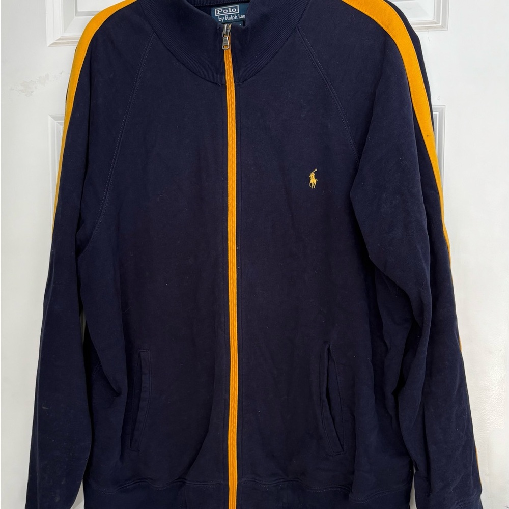 Ralph Lauren Men's Navy Zip-Up jacket with gold Trim
